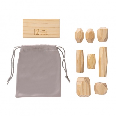 Logotrade advertising products photo of: Ukiyo Crios wooden balancing rocks in pouch