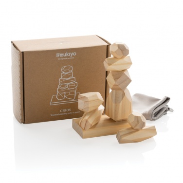 Logotrade promotional merchandise photo of: Ukiyo Crios wooden balancing rocks in pouch