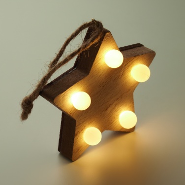 Logo trade corporate gift photo of: Wooden weed star with lights