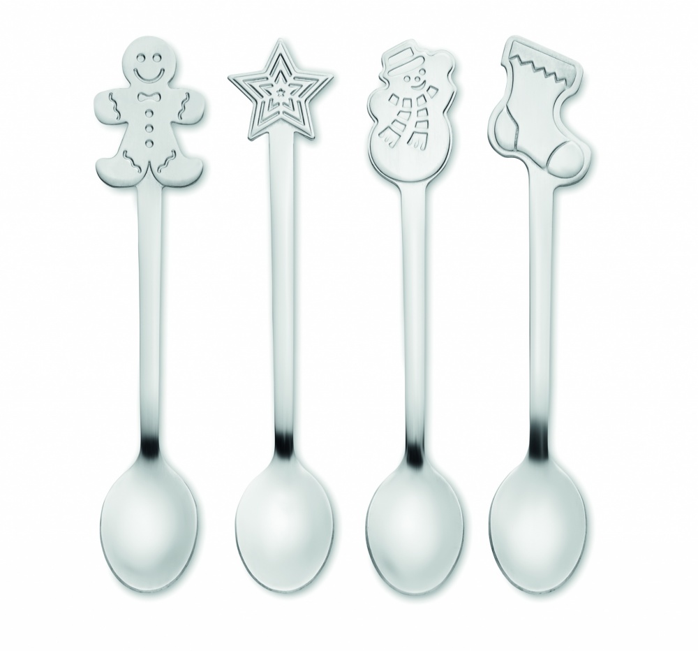 Logo trade promotional giveaway photo of: Set of 4 Christmas tea spoon
