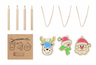 Logo trade advertising product photo of: Drawing wooden ornaments set