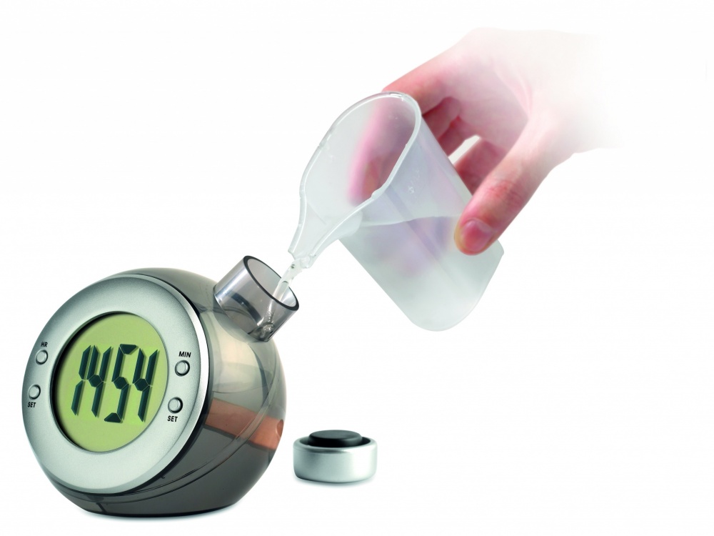 Logo trade corporate gifts image of: Water powered LCD desk clock