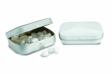 Logo trade promotional merchandise image of: Easy tin silver w/mints