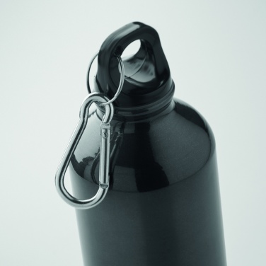 Logo trade promotional item photo of: 500 ml single-walled water bottle made of recycled aluminum with a carabiner