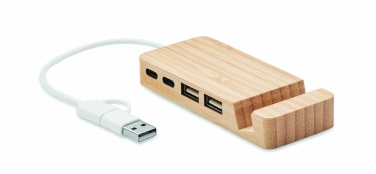 Logo trade promotional gift photo of: Bamboo USB 4 ports hub