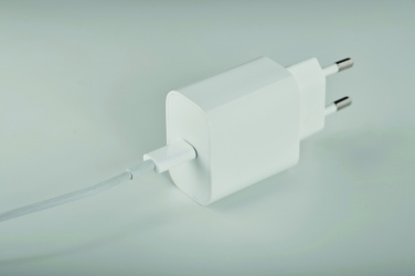 Logo trade corporate gifts picture of: 20W 2 port USB charger EU plug