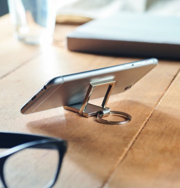Logo trade business gift photo of: Metal key ring phone stand Seinajoki
