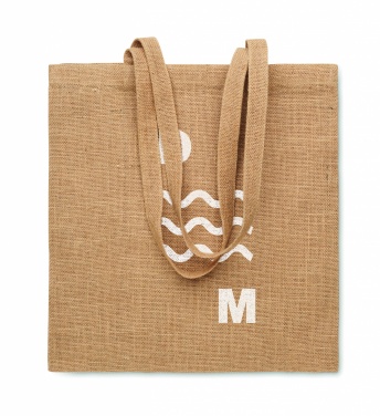 Logo trade promotional giveaways image of: Jute long handled shopping bag