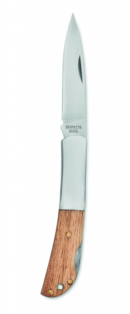 Logo trade promotional merchandise photo of: Foldable knife in acacia wood