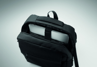 Logotrade promotional product image of: Slim 15 inch laptop backpack made of 600D RPET polyester with a 210D lining and customizable printing