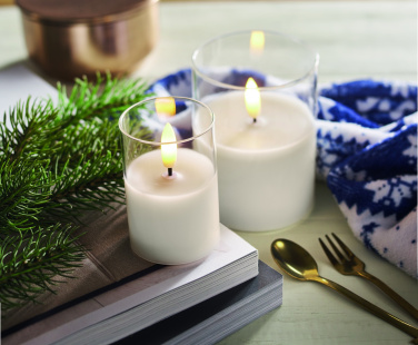 Logo trade advertising product photo of: LED wax candle in glass holder