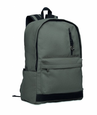 Logo trade promotional items image of: A 15-inch laptop backpack made of recycled pre-consumer cotton with customizable printing
