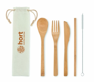 Logotrade business gift image of: Bamboo cutlery with straw