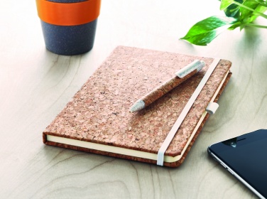 Logo trade promotional merchandise image of: A5 cork notebook with pen