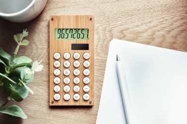 Logo trade promotional items picture of: 8 digit bamboo calculator