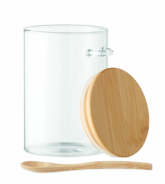 Logo trade promotional giveaway photo of: Glass jar with spoon 600 ml