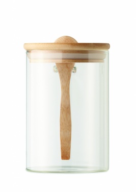Logo trade promotional giveaway photo of: Glass jar with spoon 600 ml