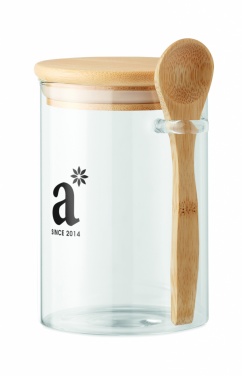 Logotrade promotional product picture of: Glass jar with spoon 600 ml