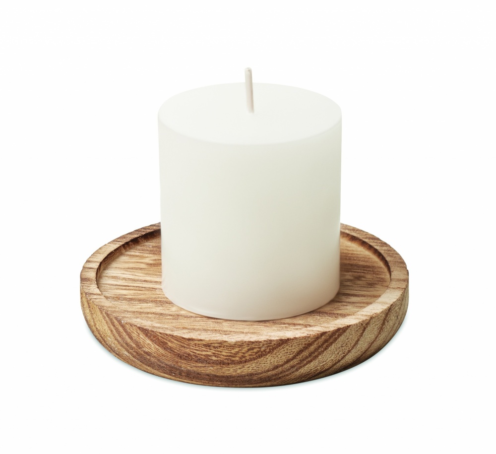Logo trade promotional gifts image of: Candle on round wooden base