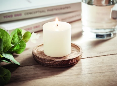 Logo trade promotional merchandise picture of: Candle on round wooden base