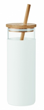 Logo trade promotional merchandise image of: Glass tumbler 450ml bamboo lid