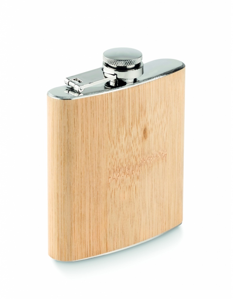 Logo trade promotional giveaways image of: Bamboo slim hip flask 170ml