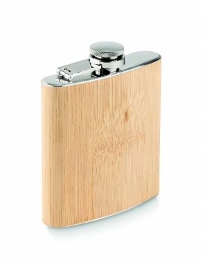 Logo trade advertising products image of: Bamboo slim hip flask 170ml