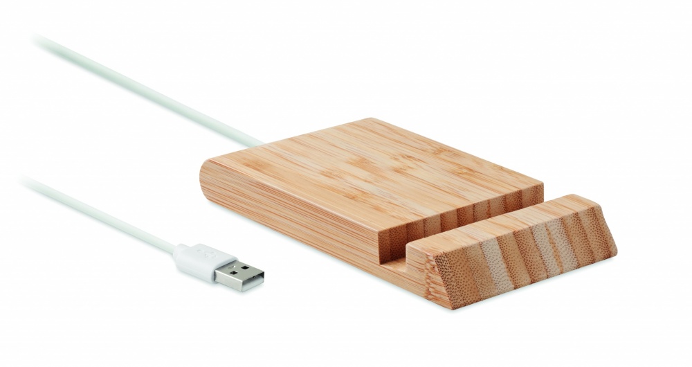 Logo trade promotional giveaway photo of: Bamboo wireless charger  10W ODOS