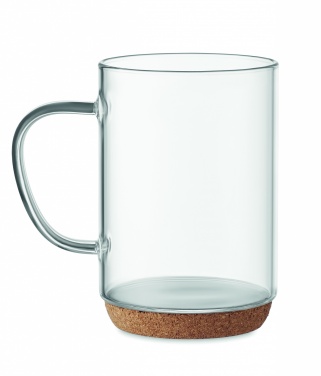Logotrade business gift image of: Glass mug 400ml with cork base