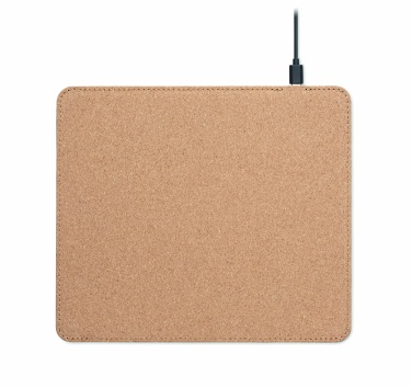 Logo trade business gift photo of: Cork mouse mat charger 15W