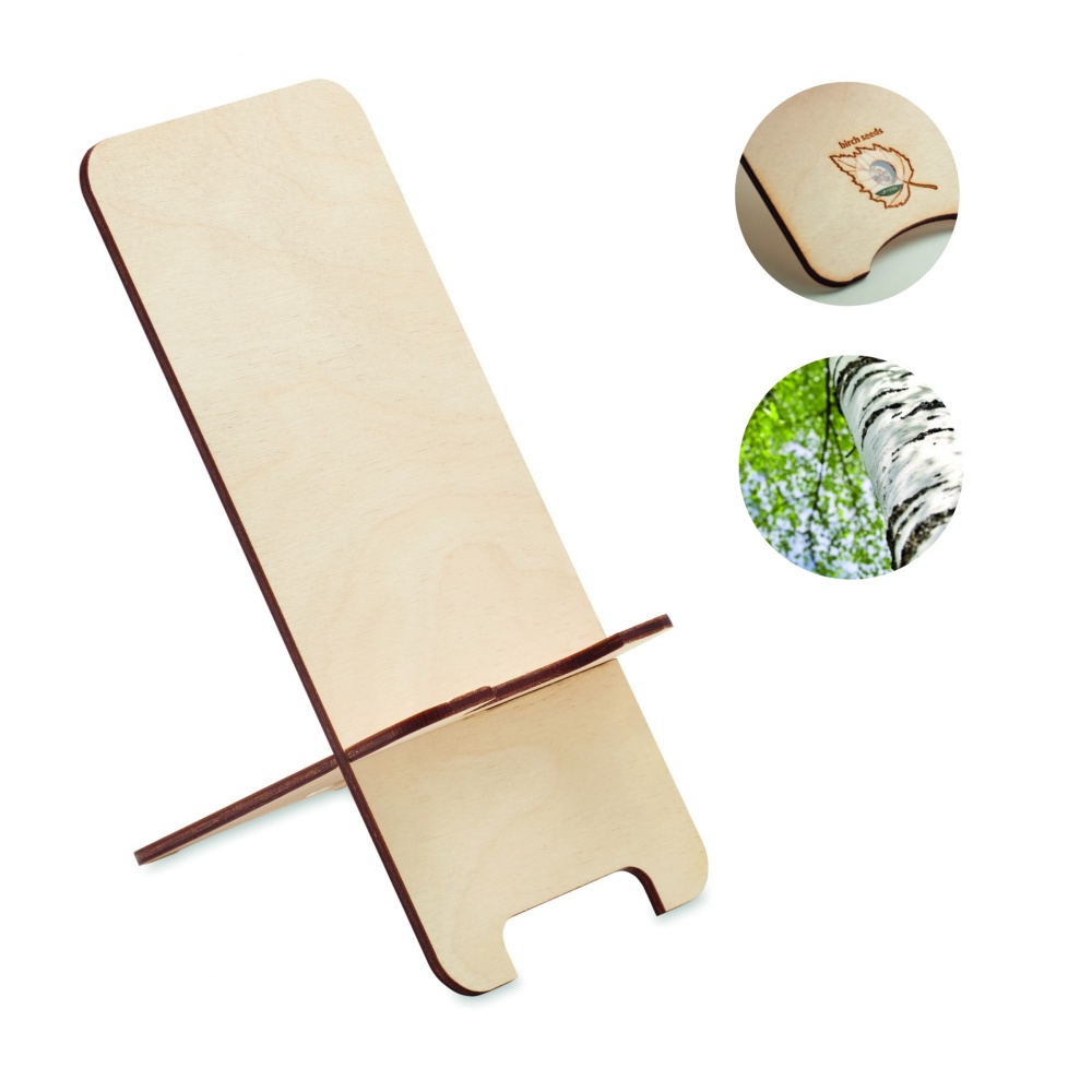 Logotrade promotional gift picture of: Birch Wood phone stand