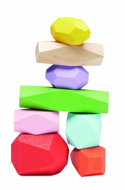 Logo trade promotional gifts image of: 8 stacking wood rocks in pouch