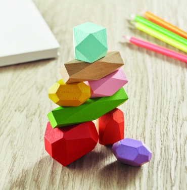 Logo trade promotional product photo of: 8 stacking wood rocks in pouch