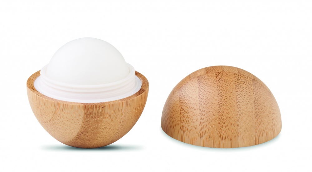 Logo trade advertising product photo of: Lip balm in round bamboo case