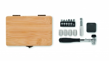 Logo trade promotional gift photo of: 13 piece tool set, bamboo case