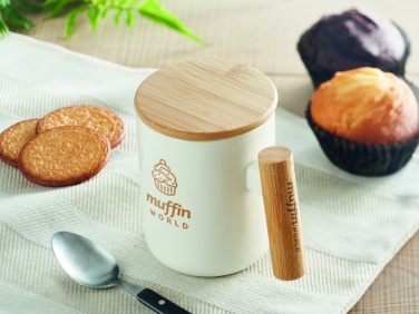 Logo trade promotional giveaways image of: Porcelain mug with lid 380 ml