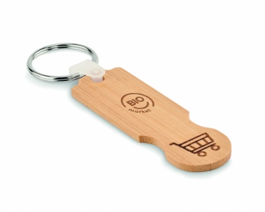 Logotrade promotional items photo of: Bamboo euro token key ring Rauma