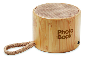 Logotrade promotional giveaway picture of: Round bamboo wireless speaker