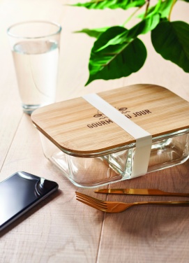 Logotrade promotional item picture of: Glass lunch box with bamboo lid