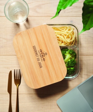Logo trade advertising products image of: Glass lunch box with bamboo lid