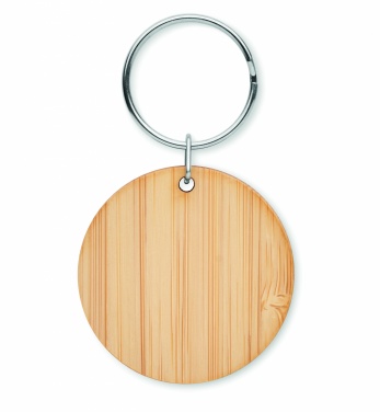 Logo trade promotional product photo of: Round bamboo key ring Pieksämäki