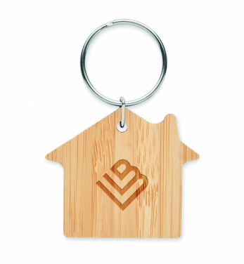 Logotrade promotional merchandise photo of: House shaped bamboo key ring Järvenpää