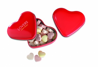 Logotrade promotional gift image of: Heart tin box with candies