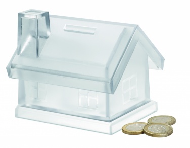 Logo trade promotional item photo of: Plastic house coin bank