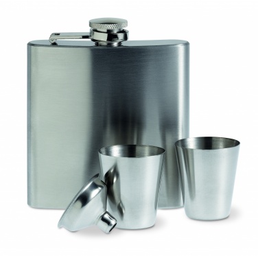 Logo trade promotional gift photo of: Slim hip flask w 2 cups set