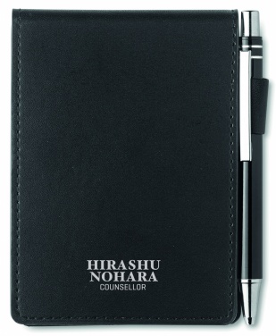 Logo trade corporate gifts picture of: A7 notepad in PU pouch w/pen