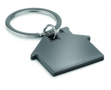Logo trade promotional merchandise photo of: House shape plastic key ring Rezekne