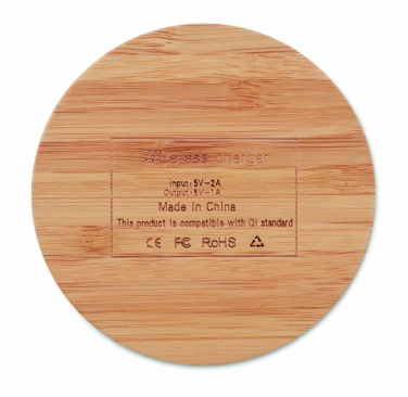 Logo trade promotional merchandise photo of: Wireless charger bamboo 5W