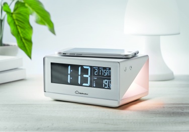 Logo trade promotional merchandise picture of: LED clock & wireless charger5W
