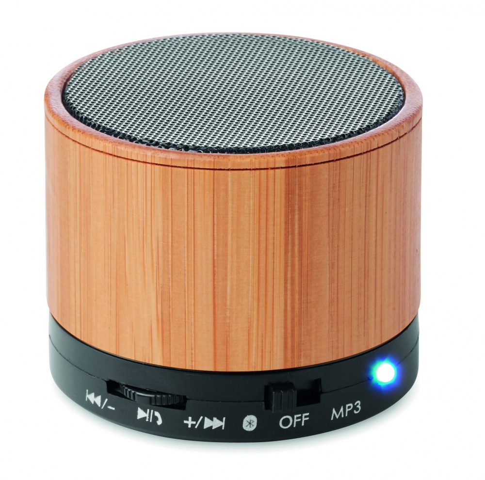 Logotrade corporate gifts photo of: Round Bamboo wireless speaker